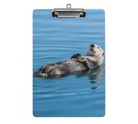 Acrylic A4 Clipboard 8.5 X 12.5 Inch - Double-Sided Pattern Design, Decorative Clip Board with Hanging Hole, Lazy and Relaxing Otter Clipboard for Teacher, Nurse, Doctor
