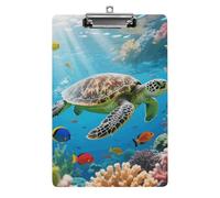 Acrylic A4 Clipboard 8.5 X 12.5 Inch - Double-Sided Pattern Design, Decorative Clip Board with Hanging Hole, Sea Turtle Colorful Fish Clipboard for Teacher, Nurse, Doctor
