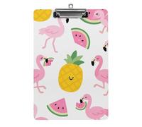 Acrylic A4 Clipboard 8.5 X 12.5 Inch - Double-Sided Pattern Design, Decorative Clip Board with Hanging Hole, Flamingo Watermelon Pineapple Clipboard for Teacher, Nurse, Doctor