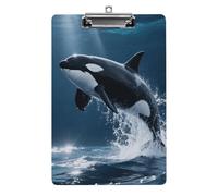 Acrylic A4 Clipboard 8.5 X 12.5 Inch - Double-Sided Pattern Design, Decorative Clip Board with Hanging Hole, Killer Whale Clipboard for Teacher, Nurse, Doctor