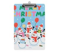 Acrylic A4 Clipboard 8.5 X 12.5 Inch - Double-Sided Pattern Design, Decorative Clip Board with Hanging Hole, Christmas Snowman Candy Clipboard for Teacher, Nurse, Doctor