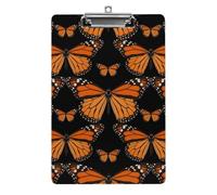 Acrylic A4 Clipboard 8.5 X 12.5 Inch - Double-Sided Pattern Design, Decorative Clip Board with Hanging Hole, Orange Monarch Butterflies Clipboard for Teacher, Nurse, Doctor