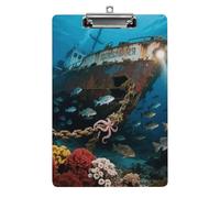 Acrylic A4 Clipboard 8.5 X 12.5 Inch - Double-Sided Pattern Design, Decorative Clip Board with Hanging Hole, Sea World Clipboard for Teacher, Nurse, Doctor