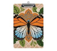 Acrylic A4 Clipboard 8.5 X 12.5 Inch - Double-Sided Pattern Design, Decorative Clip Board with Hanging Hole, Boho Mandala Butterfly Clipboard for Teacher, Nurse, Doctor