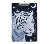 Acrylic A4 Clipboard 8.5 X 12.5 Inch - Double-Sided Pattern Design, Decorative Clip Board with Hanging Hole, Tiger and Moon Clipboard for Teacher, Nurse, Doctor