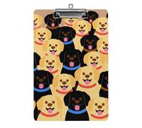 Acrylic A4 Clipboard 8.5 X 12.5 Inch - Double-Sided Pattern Design, Decorative Clip Board with Hanging Hole, Labrador Retriever Dogs Clipboard for Teacher, Nurse, Doctor