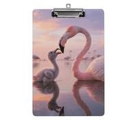 Acrylic A4 Clipboard 8.5 X 12.5 Inch - Double-Sided Pattern Design, Decorative Clip Board with Hanging Hole, Pretty Sunset Pink Flamingo Clipboard for Teacher, Nurse, Doctor