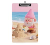Acrylic A4 Clipboard 8.5 X 12.5 Inch - Double-Sided Pattern Design, Decorative Clip Board with Hanging Hole, Cute Pink Gnomes Clipboard for Teacher, Nurse, Doctor
