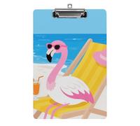 Acrylic A4 Clipboard 8.5 X 12.5 Inch - Double-Sided Pattern Design, Decorative Clip Board with Hanging Hole, Tropical Flamingo Cartoon Clipboard for Teacher, Nurse, Doctor