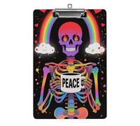 Acrylic A4 Clipboard 8.5 X 12.5 Inch - Double-Sided Pattern Design, Decorative Clip Board with Hanging Hole, Rainbow Skeleton Clipboard for Teacher, Nurse, Doctor