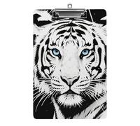 Acrylic A4 Clipboard 8.5 X 12.5 Inch - Double-Sided Pattern Design, Decorative Clip Board with Hanging Hole, Black White Tiger Clipboard for Teacher, Nurse, Doctor