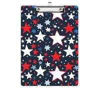 Acrylic A4 Size Clipboard Plastic Writing Clip Board Stars Pattern Clipboards Fashion Design with Low Profile Metal Clip Suitable for Teacher Students Kids Nurse Lawyers School Office Home
