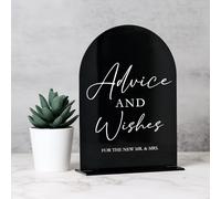 Acrylic Advice and Wishes Sign with Stand- 5"x7" Black Arch Acrylic Wedding Sign with Base,1/8" Thick | Modern Acrylic Table Sign for Wedding & Party (Black, 5x7 Inch)