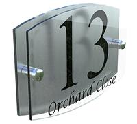 Acrylic & Aluminium Modern House Sign door Number | Genuine Perspex! | UV Printed | Full fixtures and fittings | FREE UK POSTAGE - EMA5-13B-S
