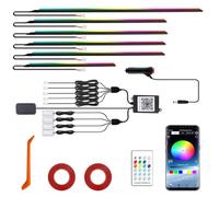Acrylic Ambient Interior Lighting Car LED Strip Kit 10 in1 LED RGB Tape Light with APP Control,16 Million Colors,210 Modes for Car Cabin Trim Dash Decoration.