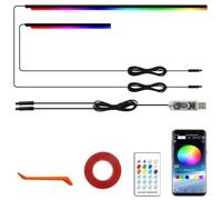 Acrylic Ambient Interior Lighting Car LED Strip Kit 2 in1 110cm+35cm LED RGB Tape Light with APP Control,16 Million Colors,210 Modes for Car Cabin Trim Dash Decoration.