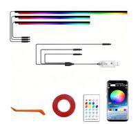 Acrylic Ambient Interior Lighting Car LED Strip Kit 3 in1 LED RGB Tape Light with APP Control,16 Million Colors,210 Modes for Car Cabin Trim Dash Decoration.