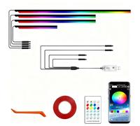 Acrylic Ambient Interior Lighting Car LED Strip Kit 4 in1 LED RGB Tape Light with APP Control,16 Million Colors,210 Modes for Car Cabin Trim Dash Decoration.