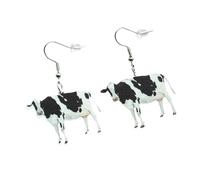 Acrylic Animal Earrings Funny Cow Leopard Dog Duck Frog Fox Dangle Earring Cartoon Animal Drop Earrings for Women Jewelry, Acrylic, woolen yarn