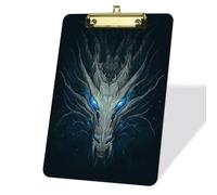 Acrylic Anime Dragon Firing Clipboards, Letter Size 9 x 12.5 in Retractable Hanging Tab Clipboard, Fashion Clipboard Office Supplies for Students Teens Women Doctor Nurses Men - Gold Clip