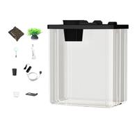 Acrylic Aquarium - Practical Clear Aquarium with Atmosphere Light and Air Pump - Modern Compact Aquarium with Artificial Flowers for Betta Fish and Shrimp