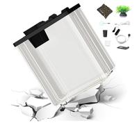 Acrylic Aquarium - Small Fish Tank with Air Pump and Atmosphere Light,Modern Compact Aquarium with Artificial Flowers for Shrimp Small Fish