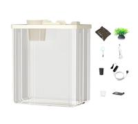 Acrylic Aquarium - Small Fish Tank with Air Pump and Atmosphere Light - Modern Compact Tank with Artificial Flowers for Betta Fish, Shrimp