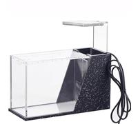Acrylic Aquarium With Led Light, Betta Fish Tank For Office/Bedroom, Transparent Modern Small Goldfish Bowl With 2.5W Usb Powered Water Pump, No Water Change Required,B,B