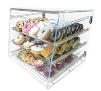 Acrylic Bakery Cake Display Case Cabinet Removable with 3 Trays. Rear Loading. 525mm (w) x 420mm (h) x 440mm (d) (G2321)