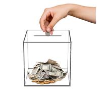 Acrylic Bank Box 12x12cm Unopenable Bank Clear Banks Box Coin Banks Square Money Boxes Money Saving Boxes For Children, Adults, And The Elderly