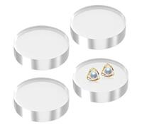 Acrylic Base, 4 Pieces Transparent Round Support - Round Acrylic Display Stand, for Crystal Mineral Samples Perfume Ring Cake Bedside Table