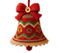 Acrylic Base DIY Crochet Christmas Bell Ornament Kit,Realistic crocheted bell with lanyard,Christmas tree ornaments,Decoration for Creating Personalized Holiday(B, One Size)