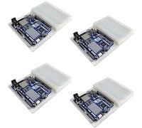 Acrylic Base Plate for Arduino Uno R3 R4 with 400-Point Breadboard, Transparent Prototyping Holder Kit for STEM, Electronics, Robotics, DIY, 4 Sets