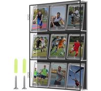 Acrylic Baseball Card Display Case with Magnetic Door and Clear View Wall Mounted Graded Card Display Frame Acrylic Front for Football Basketball Hockey Cards Collection(3 layers)
