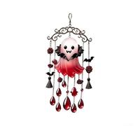 Acrylic Bat Wind Chime 20cm Rust-Proof Metal Frame(Red)