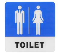 Acrylic Bathroom Door Signs Blue Toilet Sign for Doors | Man and Woman Figures, Black Words, Smooth Surfaces, Hotel and Campus Use