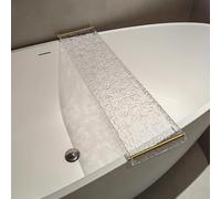 Acrylic Bathtub Caddy Tray with Gold Handle Clear Bath Tray Organizer 27.5" L x 7.9" W x 1.2" H Perfect for Relaxing Baths and Spa Experience