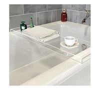 Acrylic Bathtub Tray Caddy with Anti Slip Wine Glass Book Holder Luxury Bath Tub Table Organizer Shelf for Home Bathrooms White 82x20cm