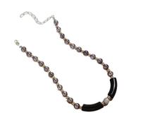 Acrylic Beaded Choker Necklace - Ball Tube Design for Men & Women(Black-Black)