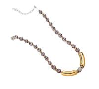 Acrylic Beaded Choker Necklace - Ball Tube Design for Men & Women(Black-Gold)