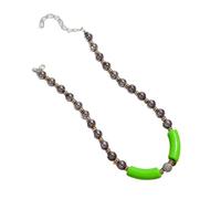 Acrylic Beaded Choker Necklace - Ball Tube Design for Men & Women(Black-Green)