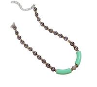 Acrylic Beaded Choker Necklace - Ball Tube Design for Men & Women(Black-Light Green)