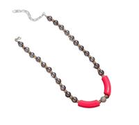 Acrylic Beaded Choker Necklace - Ball Tube Design for Men & Women(Black-Rose)