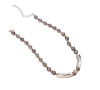 Acrylic Beaded Choker Necklace - Ball Tube Design for Men & Women(Black-Silver)