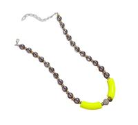 Acrylic Beaded Choker Necklace - Ball Tube Design for Men & Women(Black-Yellow)