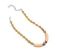 Acrylic Beaded Choker Necklace - Ball Tube Design for Men & Women(Gold-Beige)
