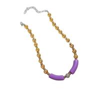 Acrylic Beaded Choker Necklace - Ball Tube Design for Men & Women(Gold-Purple)