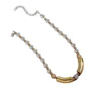 Acrylic Beaded Choker Necklace - Ball Tube Design for Men & Women(Silver-Gold)