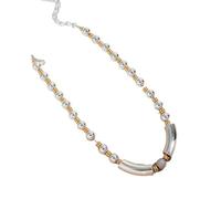 Acrylic Beaded Choker Necklace - Ball Tube Design for Men & Women(Silver-Silver)