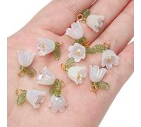 Acrylic Beads, Acrylic Lily of The Valley Flower Bud Beads 11x14.0mm Multicolor Pack of 2-10 Pcs for DIY Jewelry Making(Style8,11x14.0mm 2pcs)